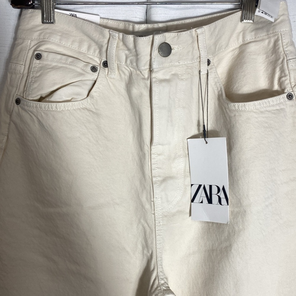 Zara Cream Wide Leg Jeans – Mid Rise | Size 4 | NWT - Picture 8 of 15